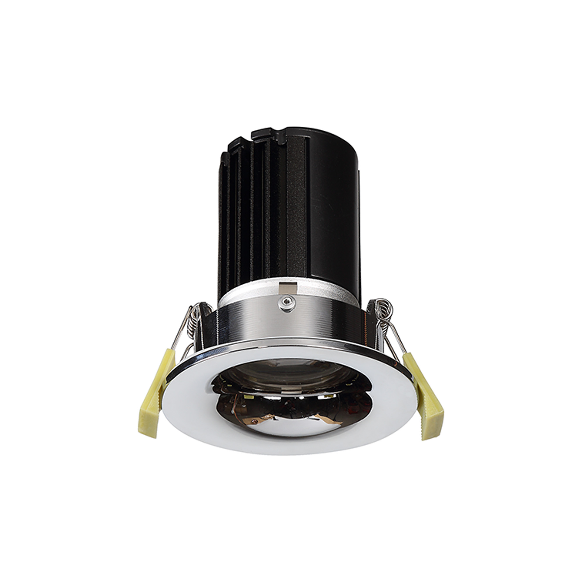 DM201538  Bruve 12 Tridonic powered 12W 2700K 1200lm 12° LED Engine;350mA ; CRI>90 LED Engine Polished Chrome Fixed Round Recessed Downlight; Inner Glass cover; IP65